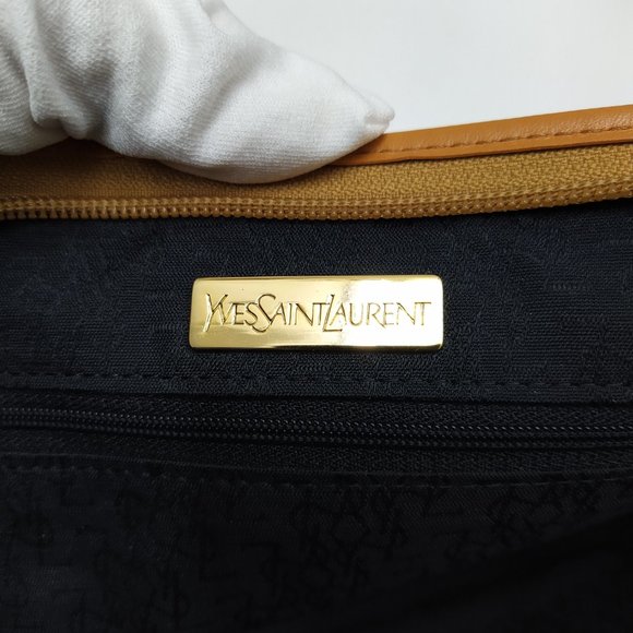 Authentic YSL - Yves Saint Laurent clutch bag Vintage PVC leather black/ brown - Picture 14 of 15